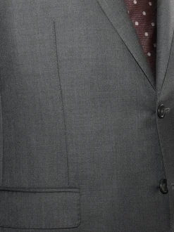 Blujacket Mens Solid Charcoal Gray 100% Wool Trim Fit Blazer Sportcoat