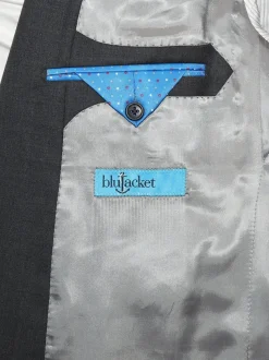 Blujacket Mens Solid Charcoal Gray 100% Wool Trim Fit Blazer Sportcoat