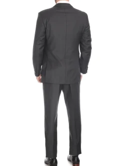Blujacket Mens Solid Charcoal Gray 100% Wool Trim Fit Blazer Sportcoat
