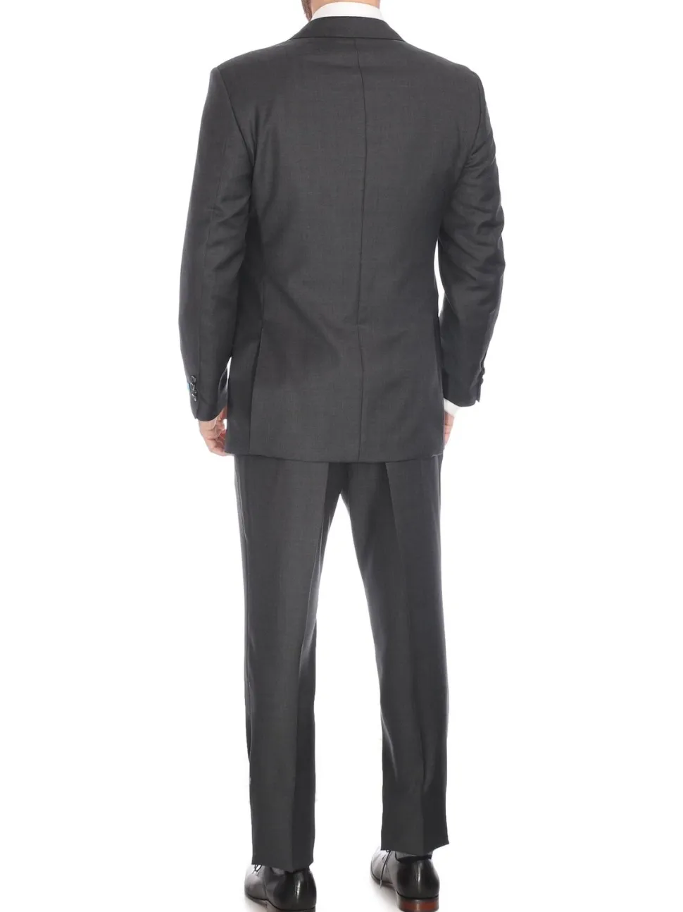 Blujacket Mens Solid Charcoal Gray 100% Wool Trim Fit Blazer Sportcoat