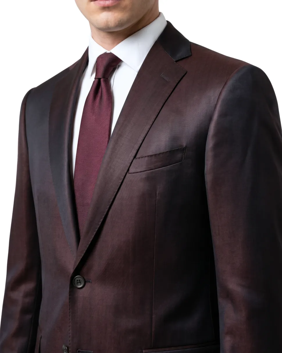 Blujacket Mens Solid Dark Brown Regular Fit Reda Wool 2 Button Suit