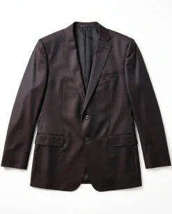 Blujacket Mens Solid Dark Brown Regular Fit Reda Wool 2 Button Suit