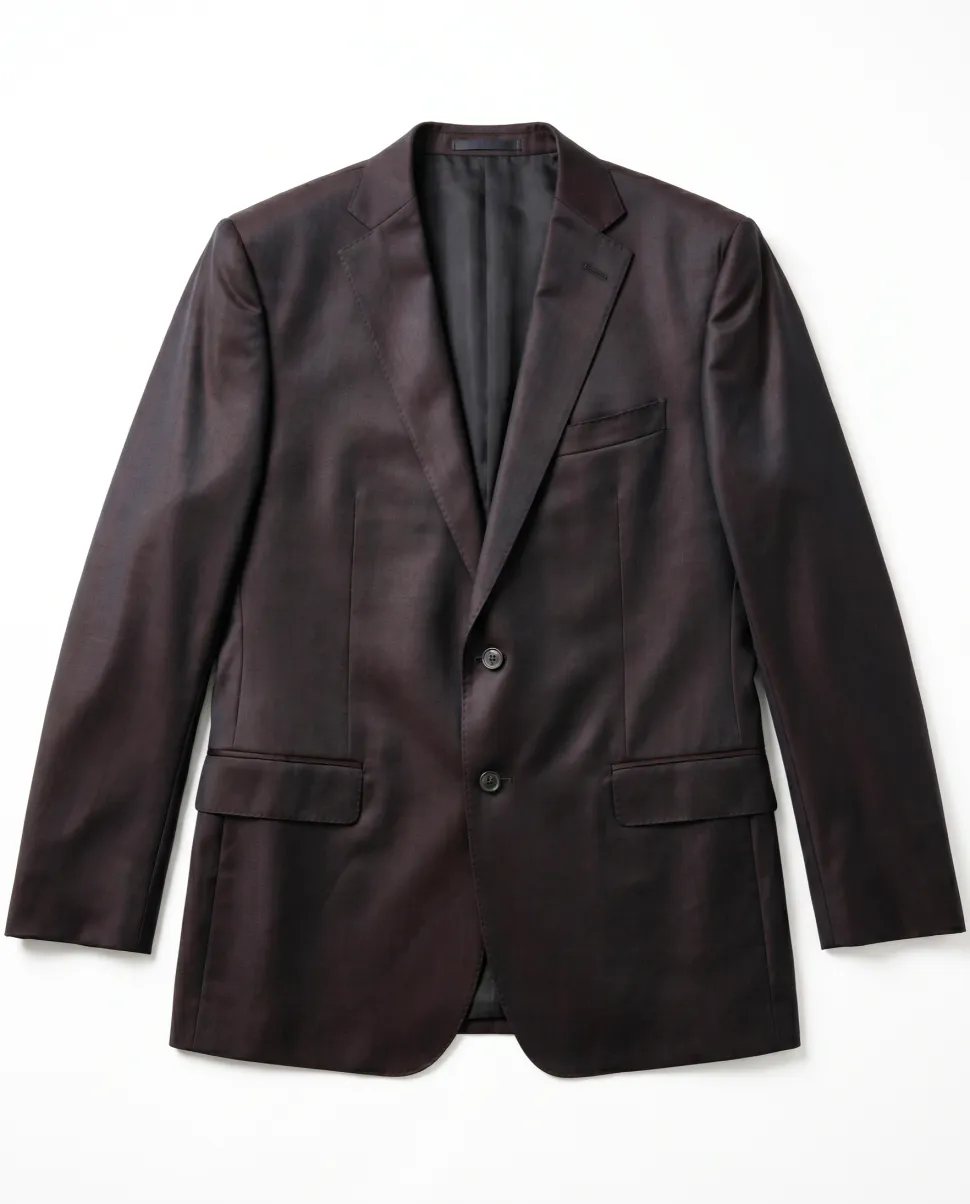 Blujacket Mens Solid Dark Brown Regular Fit Reda Wool 2 Button Suit
