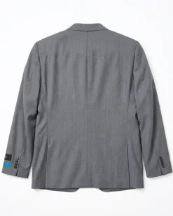 Blujacket Mens Solid Gray Trim Fit Notch Lapel Marzotto Wool 2-Button Suit