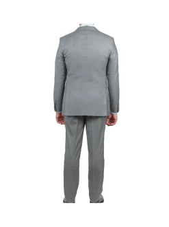 Blujacket Mens Solid Light Gray Wool Cashmere Trim Fit 2 Piece Suit