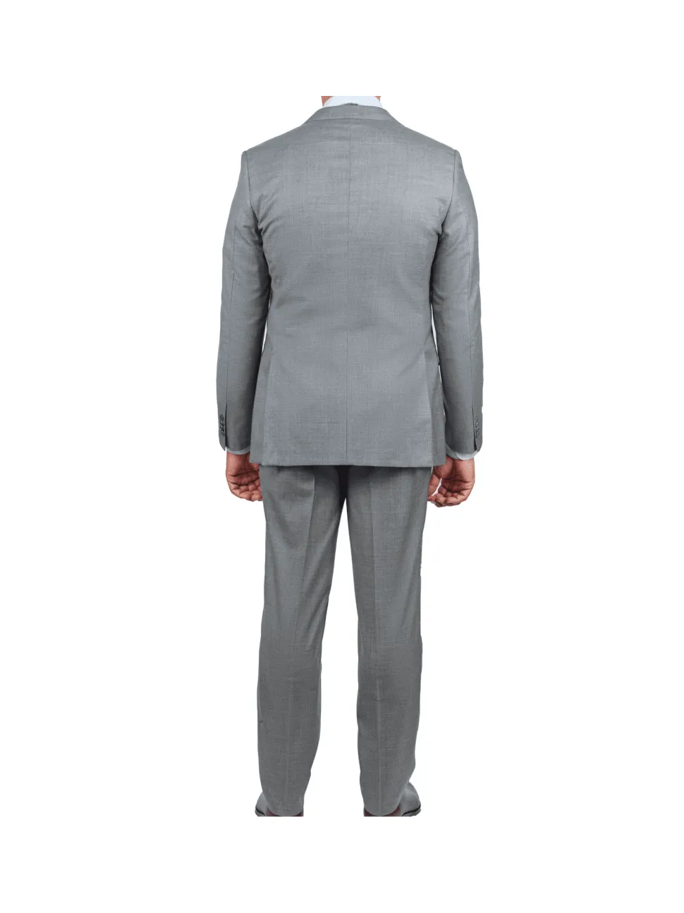 Blujacket Mens Solid Light Gray Wool Cashmere Trim Fit 2 Piece Suit