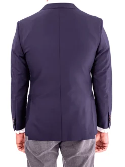 Blujacket Men's Solid Navy Blue Textured VBC Wool Regular Fit Blazer Sportcoat