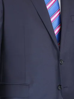 Blujacket Men's Solid Navy Blue 100% Wool Half Canvassed Slim Fit Suit