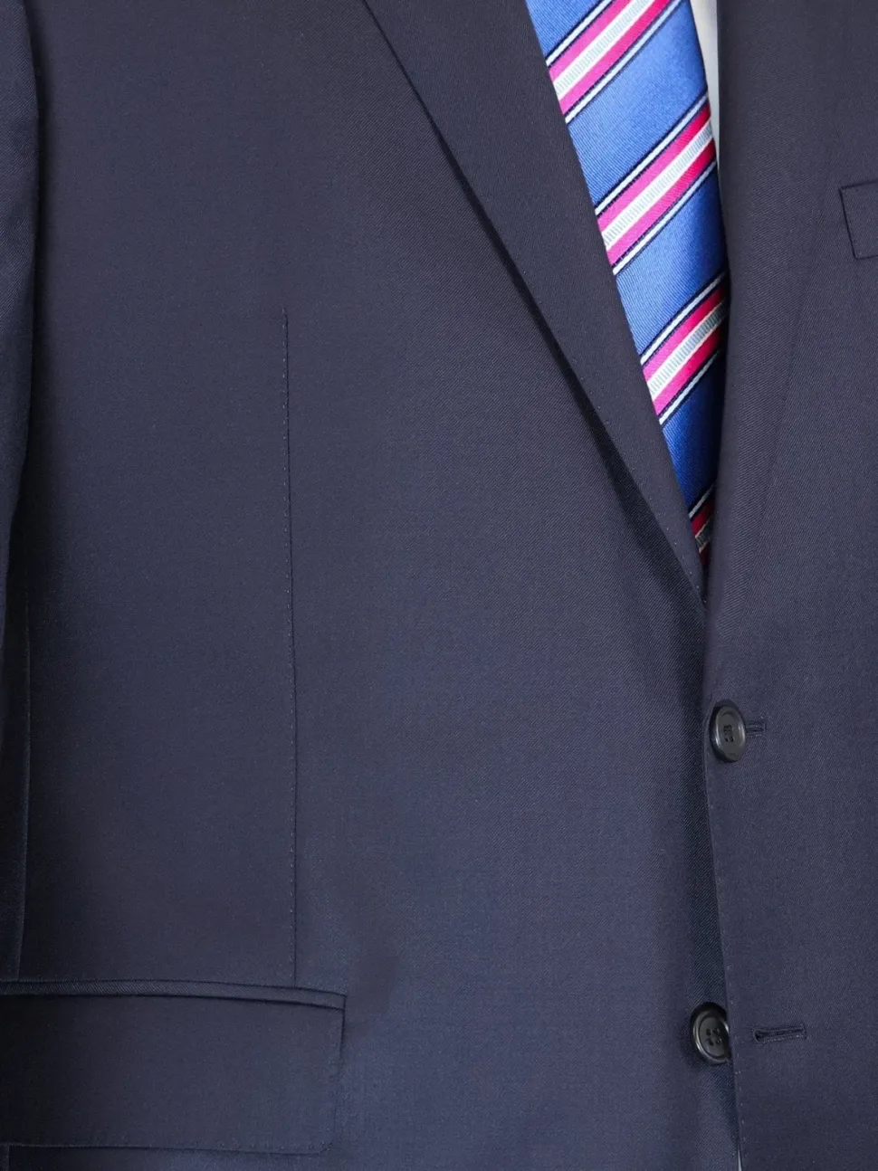 Blujacket Men's Solid Navy Blue 100% Wool Half Canvassed Slim Fit Suit