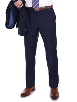 Blujacket Men's Solid Navy Blue 100% Wool Half Canvassed Slim Fit Suit