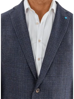Blujacket Navy Blue Regular Fit 1/4 Lined Drago Wool Cashmere Blazer Sportcoat
