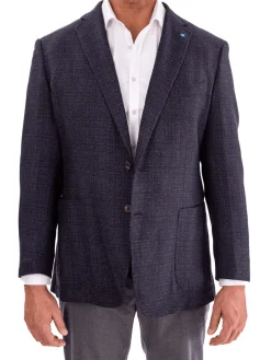 Blujacket Navy Blue Regular Fit 1/4 Lined Drago Wool Cashmere Blazer Sportcoat