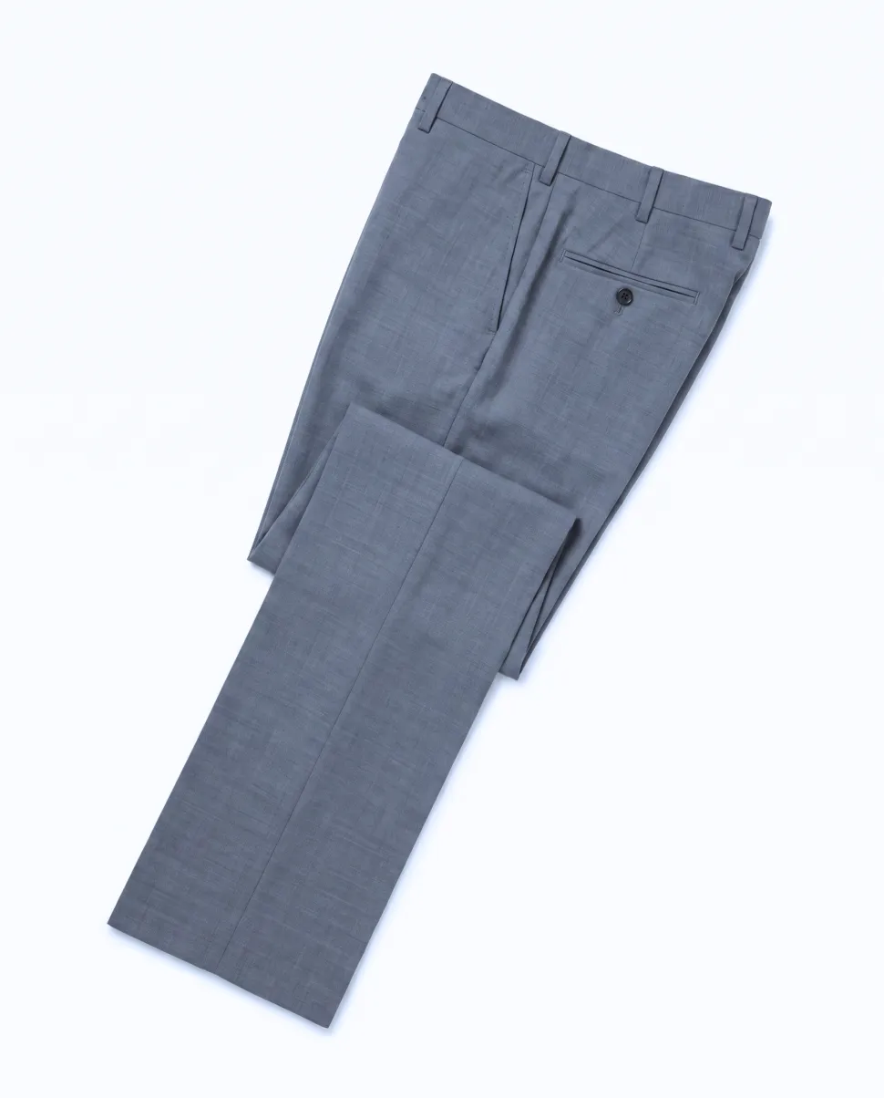 Blujacket Solid Gray Wool Regular Fit Peak Lapels 2-ButtonSuit