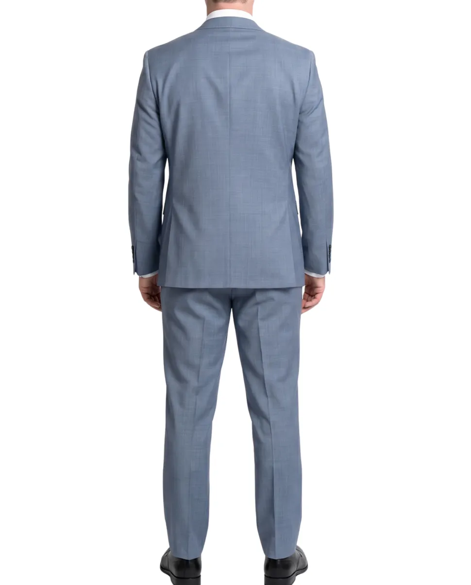 Blujacket Solid Gray Wool Regular Fit Peak Lapels 2-ButtonSuit