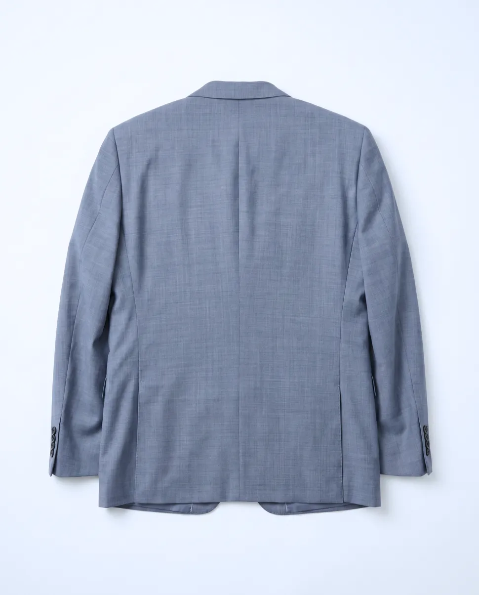 Blujacket Solid Gray Wool Regular Fit Peak Lapels 2-ButtonSuit