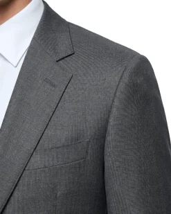 Boss Heather Gray Notch Classic Fit Lapel Wool 2-Button Suit 40R