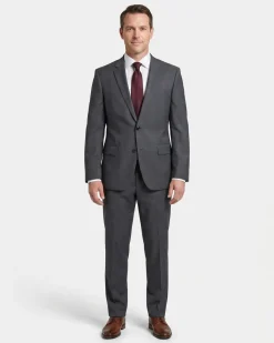 Boss Heather Gray Notch Classic Fit Lapel Wool 2-Button Suit 40R