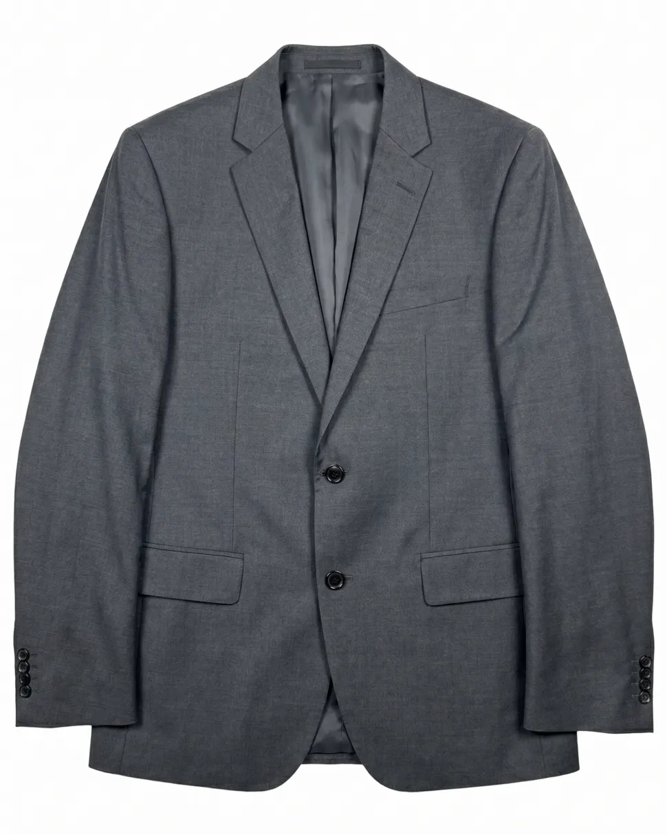Boss Heather Gray Notch Classic Fit Lapel Wool 2-Button Suit 40R