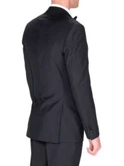 Braveman Slim Fit Solid Black One Button Tuxedo Tux Suit With Peak Lapels