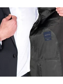 Braveman Slim Fit Solid Black One Button Tuxedo Tux Suit With Peak Lapels