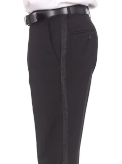 Braveman Slim Fit Solid Black Two Button Tuxedo Suit With Satin Lapel