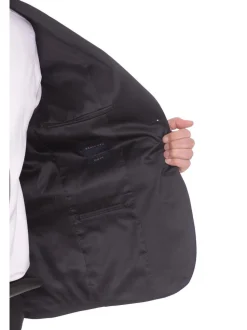 Braveman Slim Fit Solid Black Two Button Tuxedo Suit With Satin Lapel