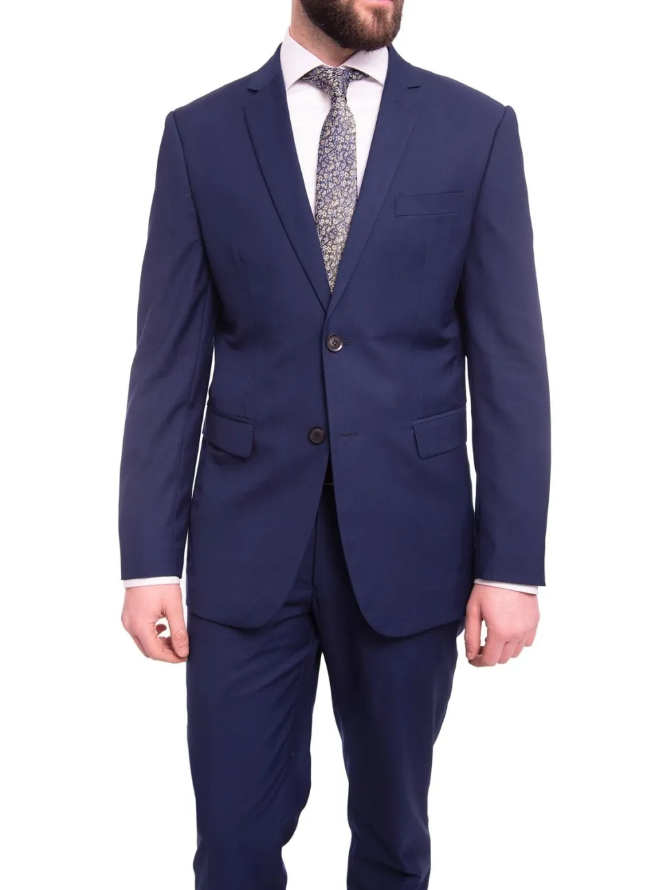 Braveman Slim Fit Solid Blue Two Button Suit