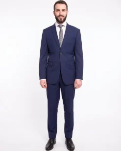 Braveman Slim Fit Solid Blue Two Button Suit