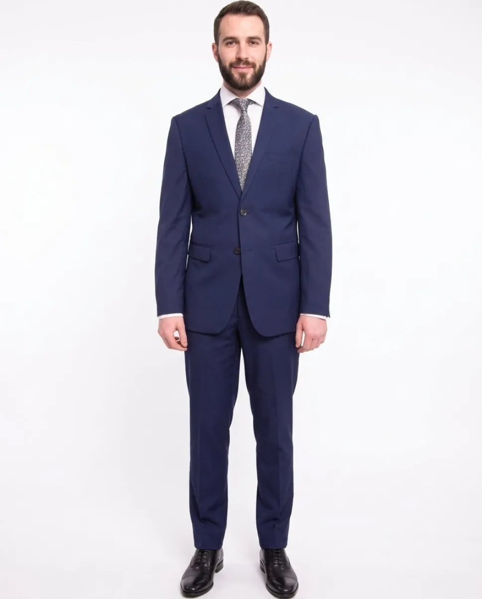 Braveman Slim Fit Solid Blue Two Button Suit