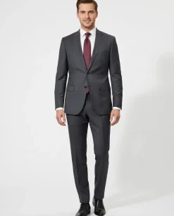 Bresciani Modern Fit Solid Charcoal Two Button Notch Lapel Wool Suit