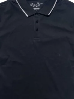 Briani Uomo Mens Black 100% Pima Cotton Short Sleeve Polo Casual Shirt