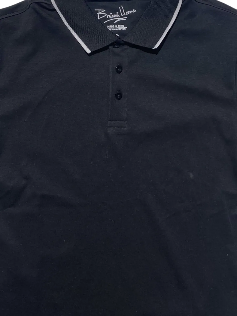 Briani Uomo Mens Black 100% Pima Cotton Short Sleeve Polo Casual Shirt