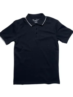 Briani Uomo Mens Black 100% Pima Cotton Short Sleeve Polo Casual Shirt