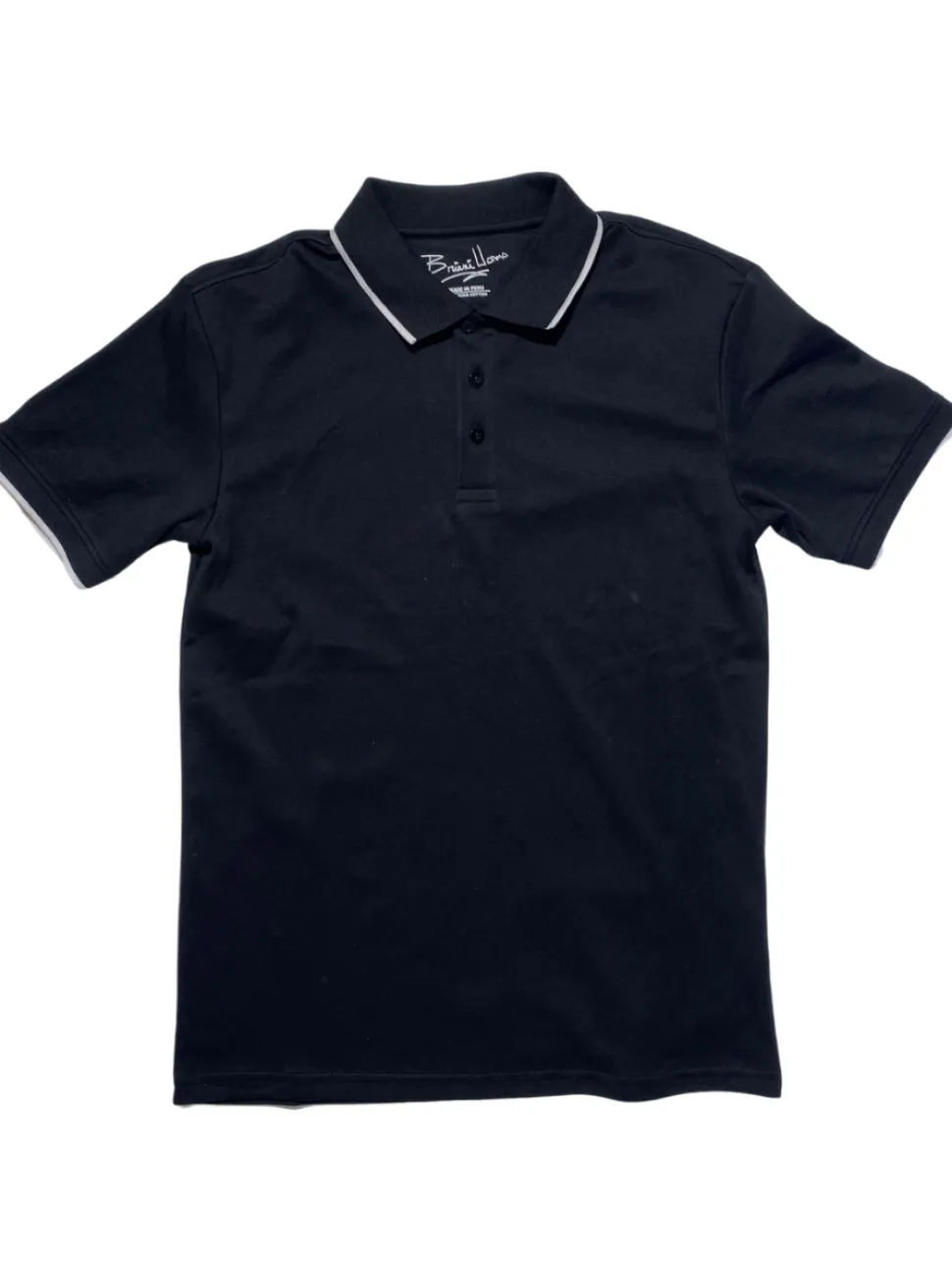 Briani Uomo Mens Black 100% Pima Cotton Short Sleeve Polo Casual Shirt