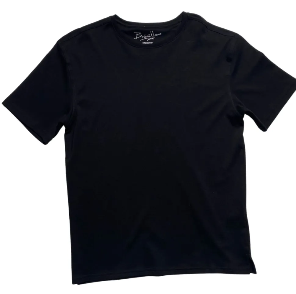 Briani Uomo Mens Black Short Sleeve Crew Neck 100% Pima Cotton T-Shirt