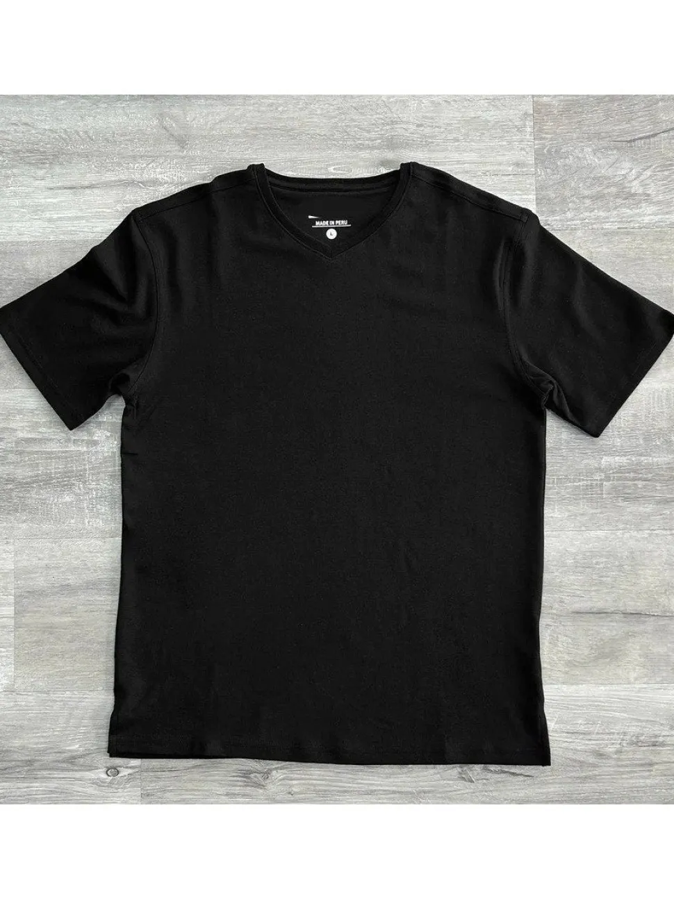 Briani Uomo Mens Black Short Sleeve V Neck 100% Pima Cotton Casual Shirt