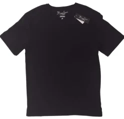 Briani Uomo Mens Black Short Sleeve V Neck 100% Pima Cotton Casual Shirt