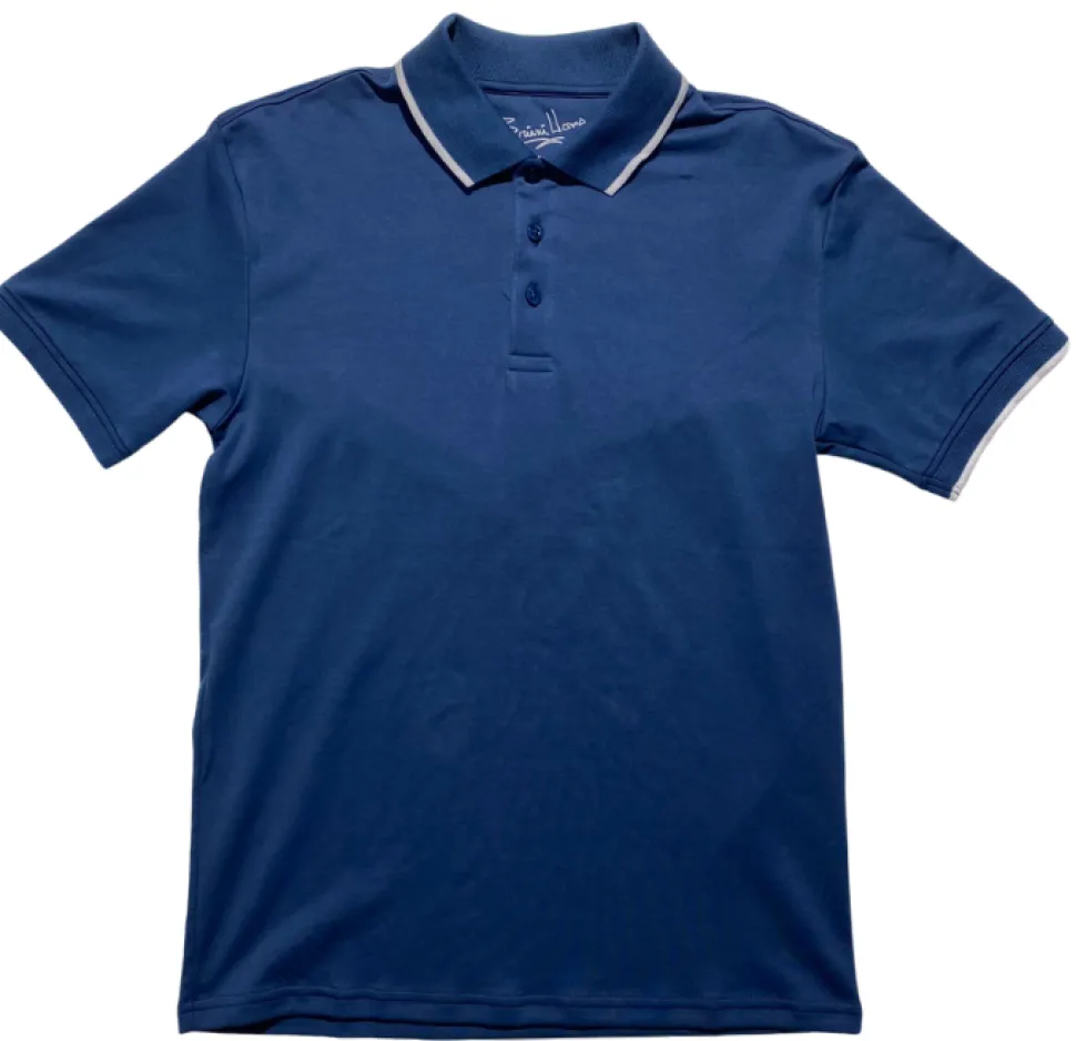 Briani Uomo Mens Blue 100% Pima Cotton Short Sleeve Polo Casual Shirt