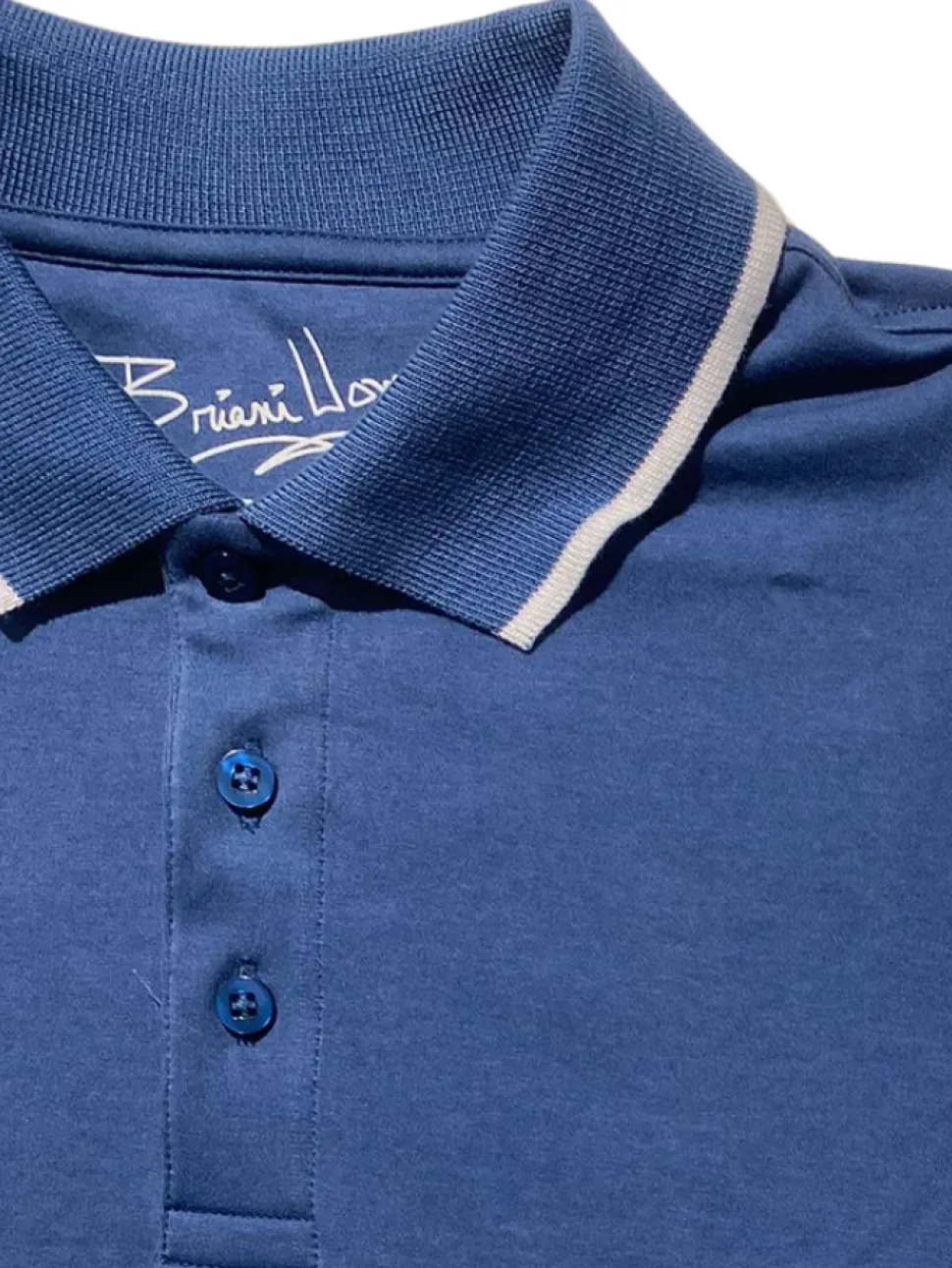 Briani Uomo Mens Blue 100% Pima Cotton Short Sleeve Polo Casual Shirt