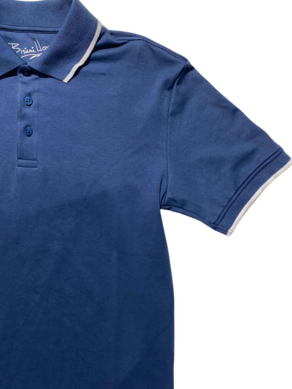 Briani Uomo Mens Blue 100% Pima Cotton Short Sleeve Polo Casual Shirt