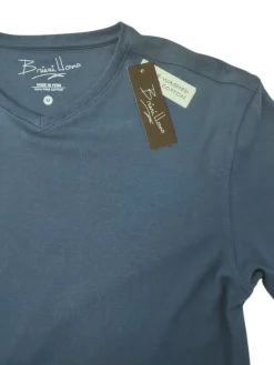 Briani Uomo Men's Blue 100% Pima Cotton V-Neck T-Shirt