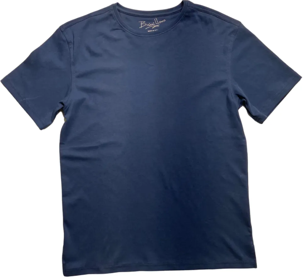 Briani Uomo Men’s Blue Short Sleeve Crew Neck 100% Pima Cotton T-Shirt