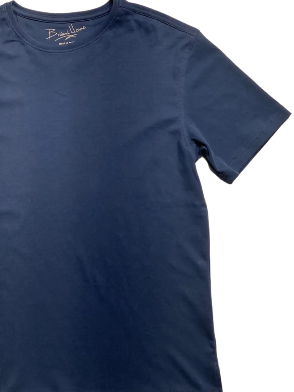 Briani Uomo Men’s Blue Short Sleeve Crew Neck 100% Pima Cotton T-Shirt