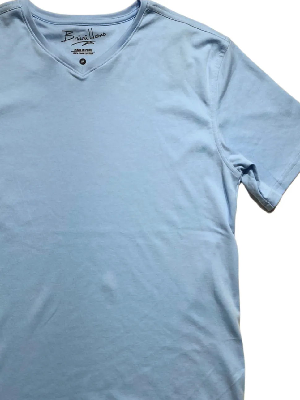 Briani Uomo Men’s Sky Blue Short Sleeve 100% Pima Cotton V-Neck T-Shirt