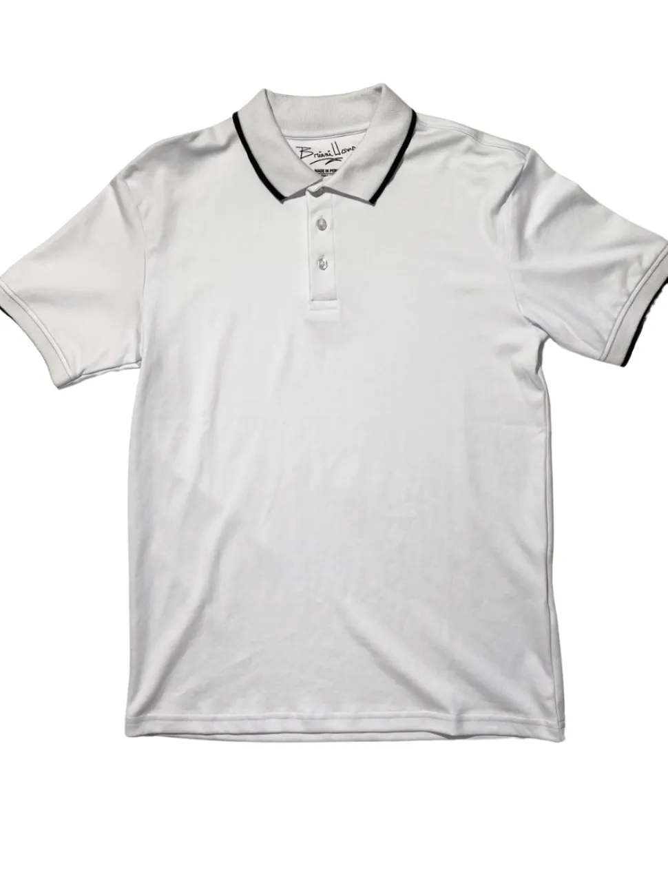 Briani Uomo Mens White 100% Pima Cotton Short Sleeve Polo Casual Shirt