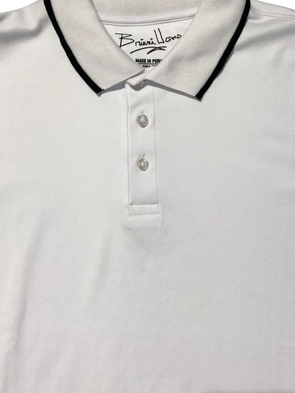 Briani Uomo Mens White 100% Pima Cotton Short Sleeve Polo Casual Shirt