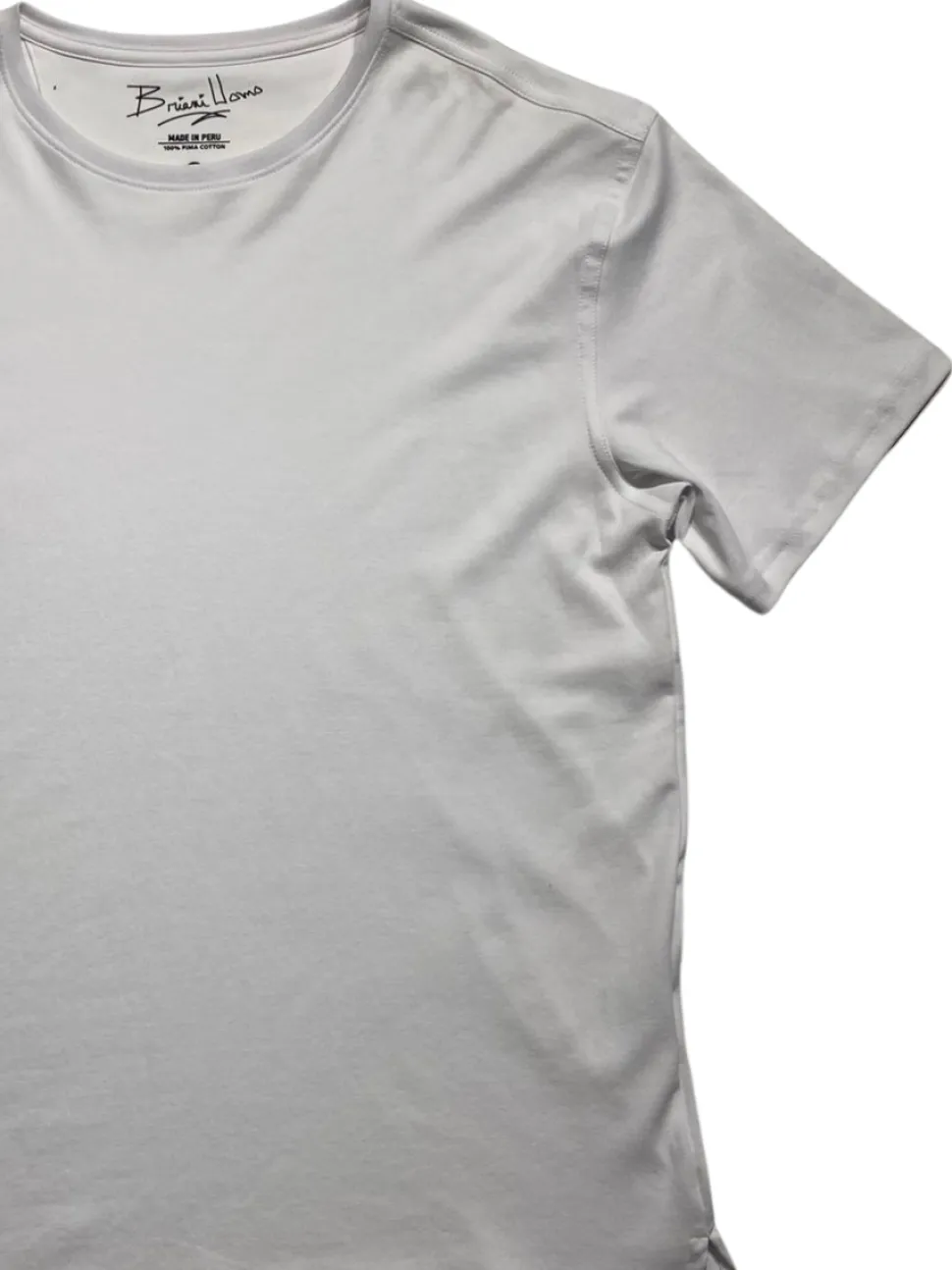 Briani Uomo Men’s White Short Sleeve Crew Neck 100% Pima Cotton T-Shirt