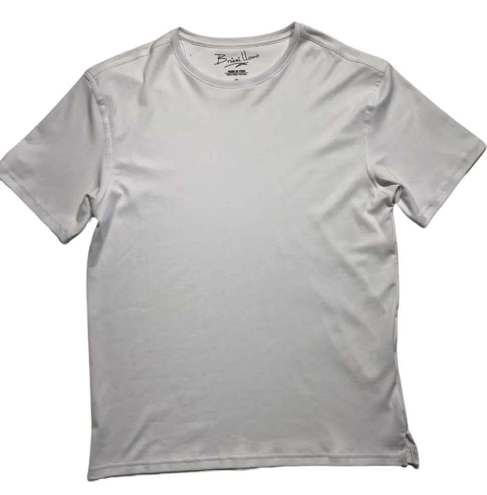 Briani Uomo Men’s White Short Sleeve Crew Neck 100% Pima Cotton T-Shirt