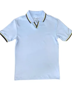 Briani Uomo Sky Blue V-Collar 100% Pima Cotton Short Sleeve Polo Casual Shirt