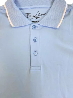 Briani Uomo Solid Sky Blue 100% Pima Cotton Short Sleeve Polo Casual Shirt